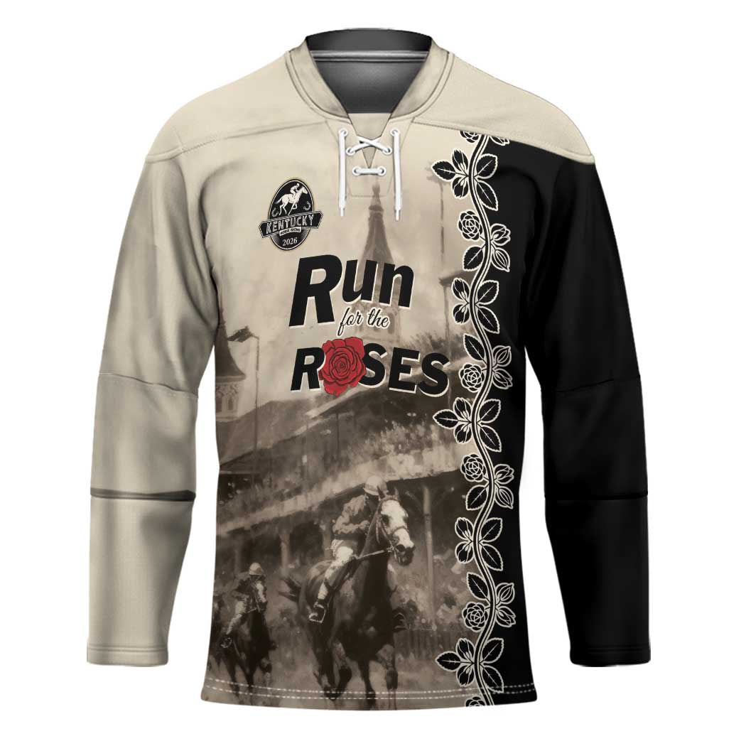 Personalized Kentucky Run For The Rose Hockey Jersey Beige Rose Floral