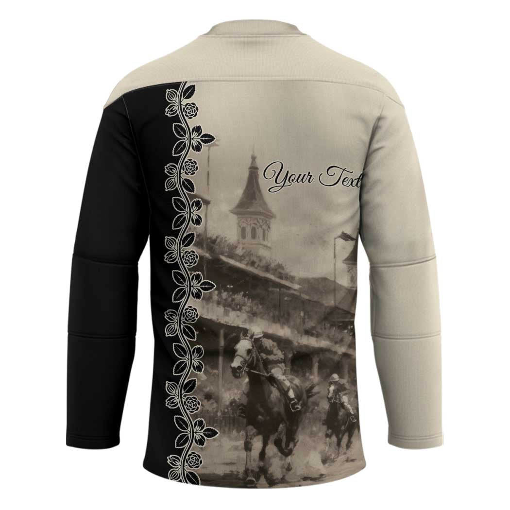 Personalized Kentucky Run For The Rose Hockey Jersey Beige Rose Floral