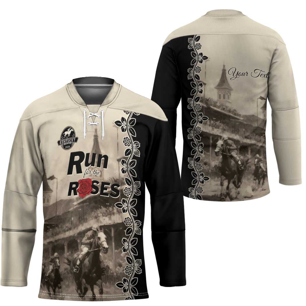 Personalized Kentucky Run For The Rose Hockey Jersey Beige Rose Floral