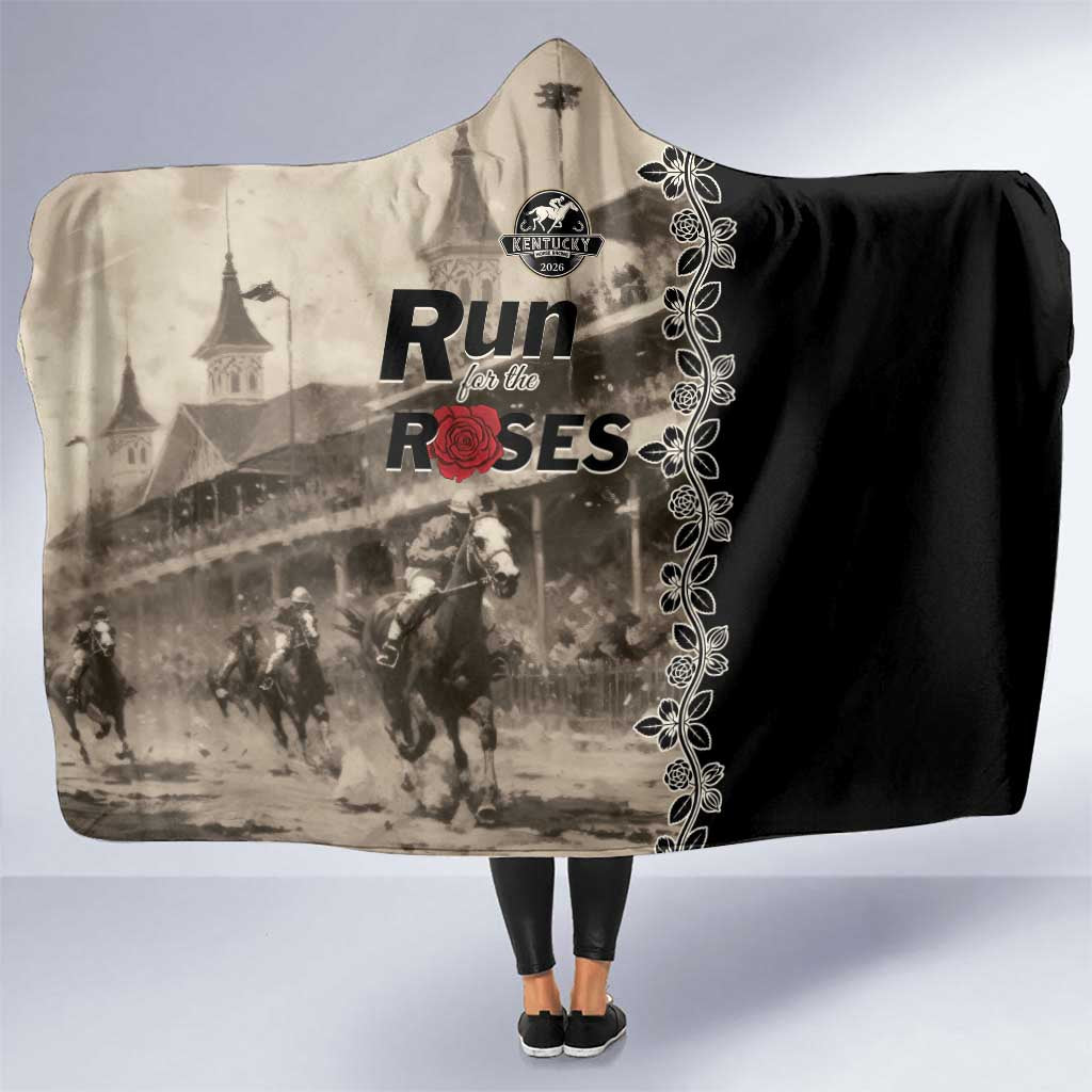 Kentucky Run For The Rose Hooded Blanket Beige Rose Floral
