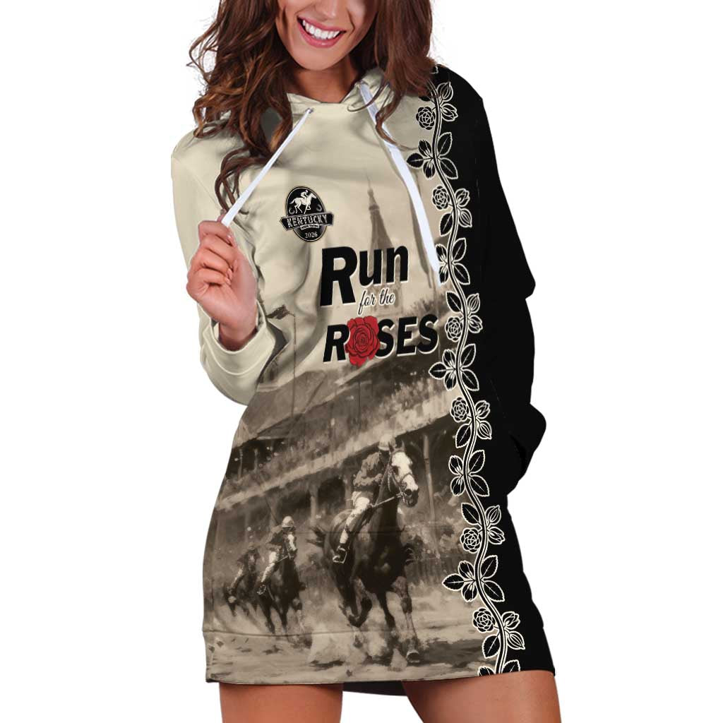 Personalized Kentucky Run For The Rose Hoodie Dress Beige Rose Floral
