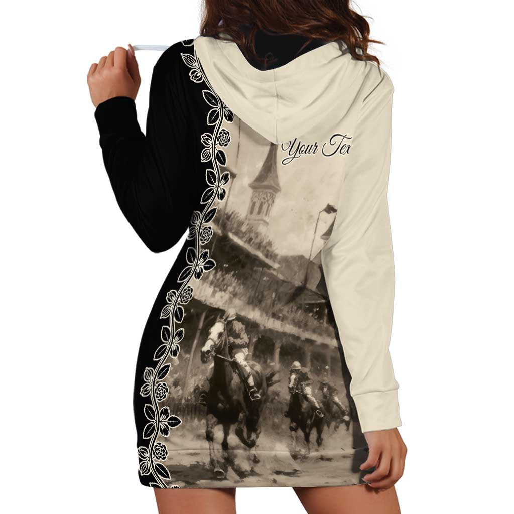 Personalized Kentucky Run For The Rose Hoodie Dress Beige Rose Floral