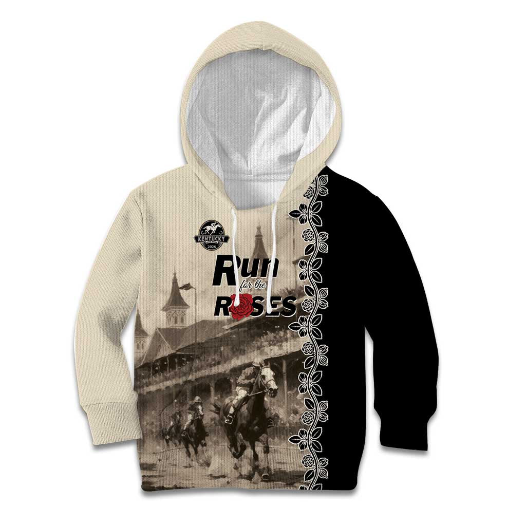 Personalized Kentucky Run For The Rose Kid Hoodie Beige Rose Floral