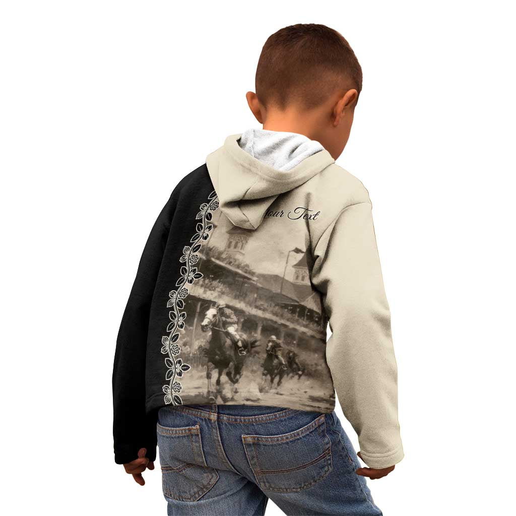 Personalized Kentucky Run For The Rose Kid Hoodie Beige Rose Floral