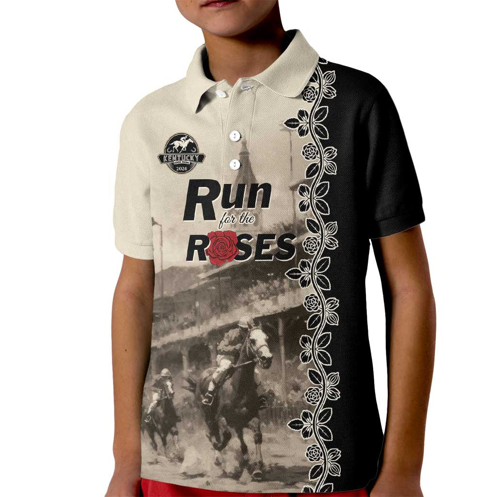 Personalized Kentucky Run For The Rose Kid Polo Shirt Beige Rose Floral