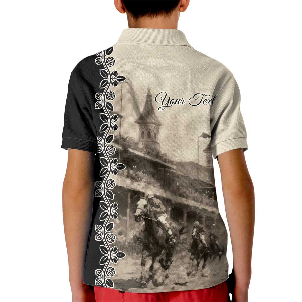Personalized Kentucky Run For The Rose Kid Polo Shirt Beige Rose Floral