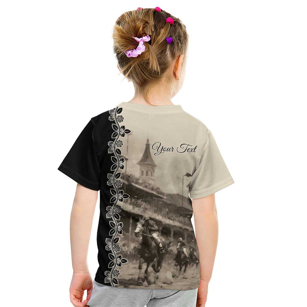 Personalized Kentucky Run For The Rose Kid T Shirt Beige Rose Floral