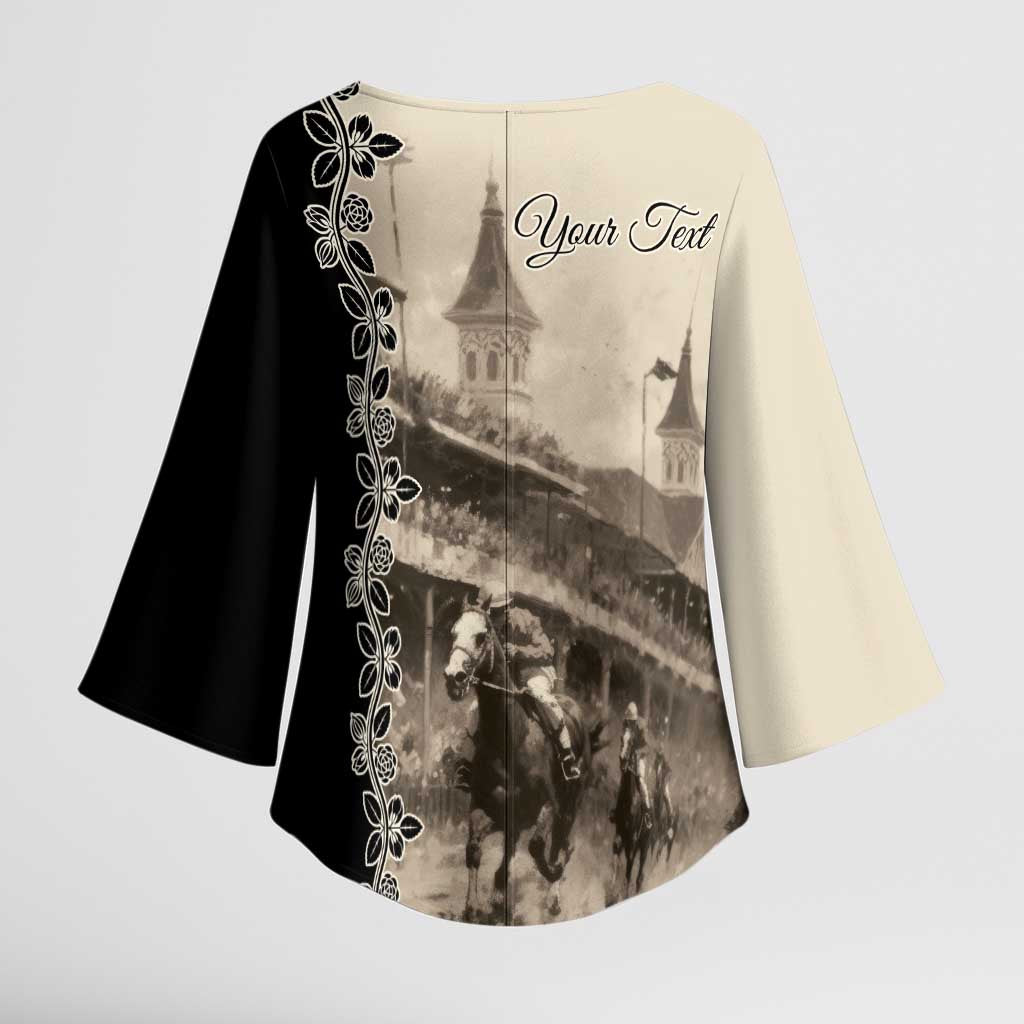 Personalized Kentucky Run For The Rose Kimono Sleeve Blouse Beige Rose Floral