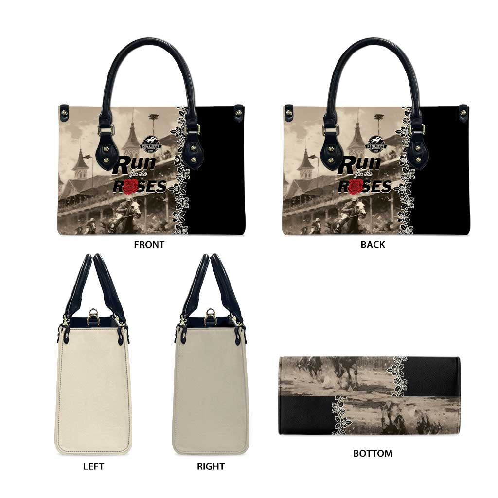 Kentucky Run For The Rose Leather Bag Beige Rose Floral