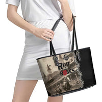 Kentucky Run For The Rose Leather Tote Bag Beige Rose Floral