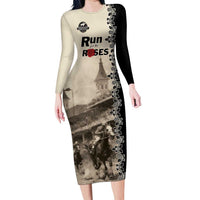 Personalized Kentucky Run For The Rose Long Sleeve Bodycon Dress Beige Rose Floral