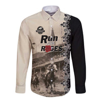 Personalized Kentucky Run For The Rose Long Sleeve Button Shirt Beige Rose Floral