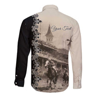 Personalized Kentucky Run For The Rose Long Sleeve Button Shirt Beige Rose Floral