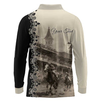 Personalized Kentucky Run For The Rose Long Sleeve Polo Shirt Beige Rose Floral