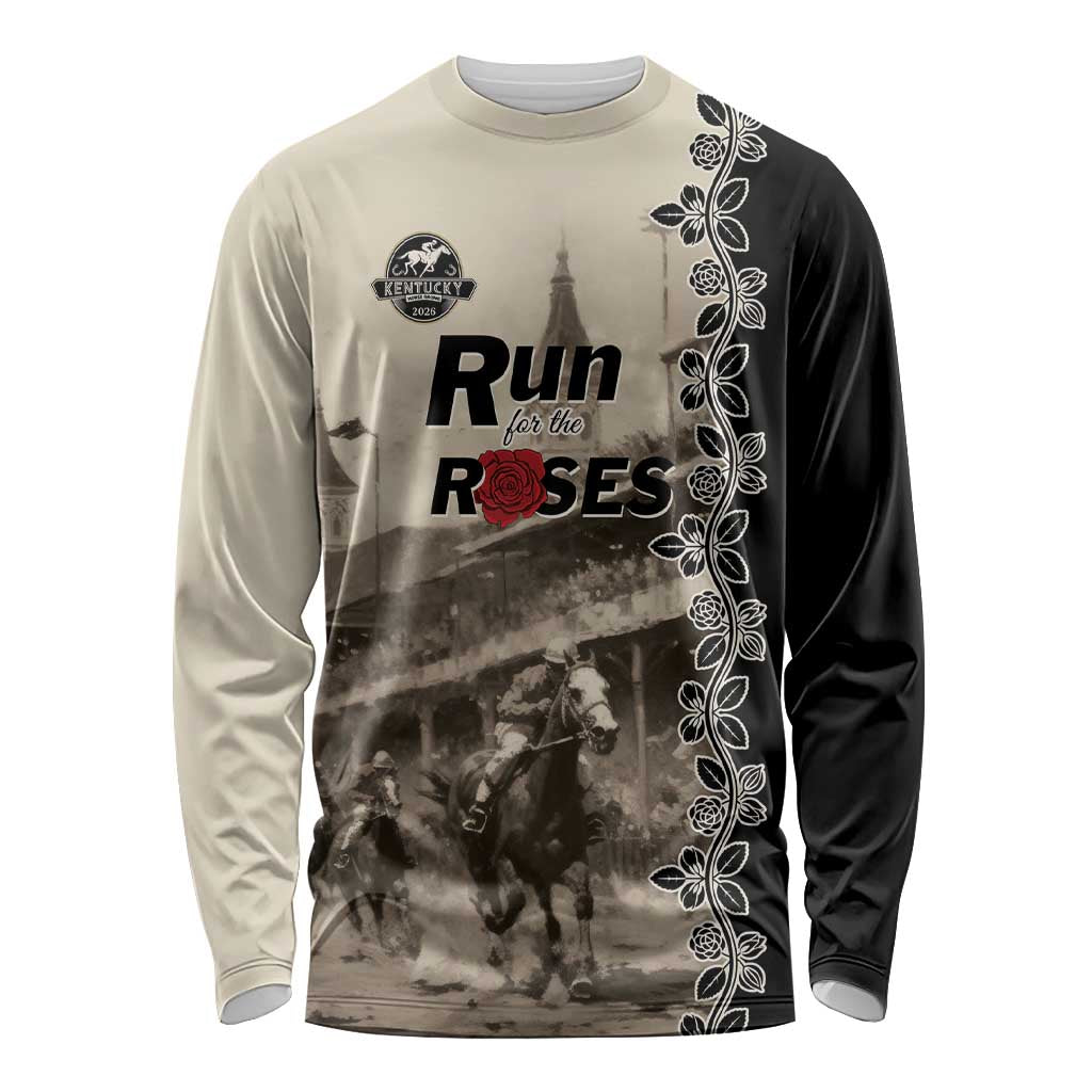 Personalized Kentucky Run For The Rose Long Sleeve Shirt Beige Rose Floral