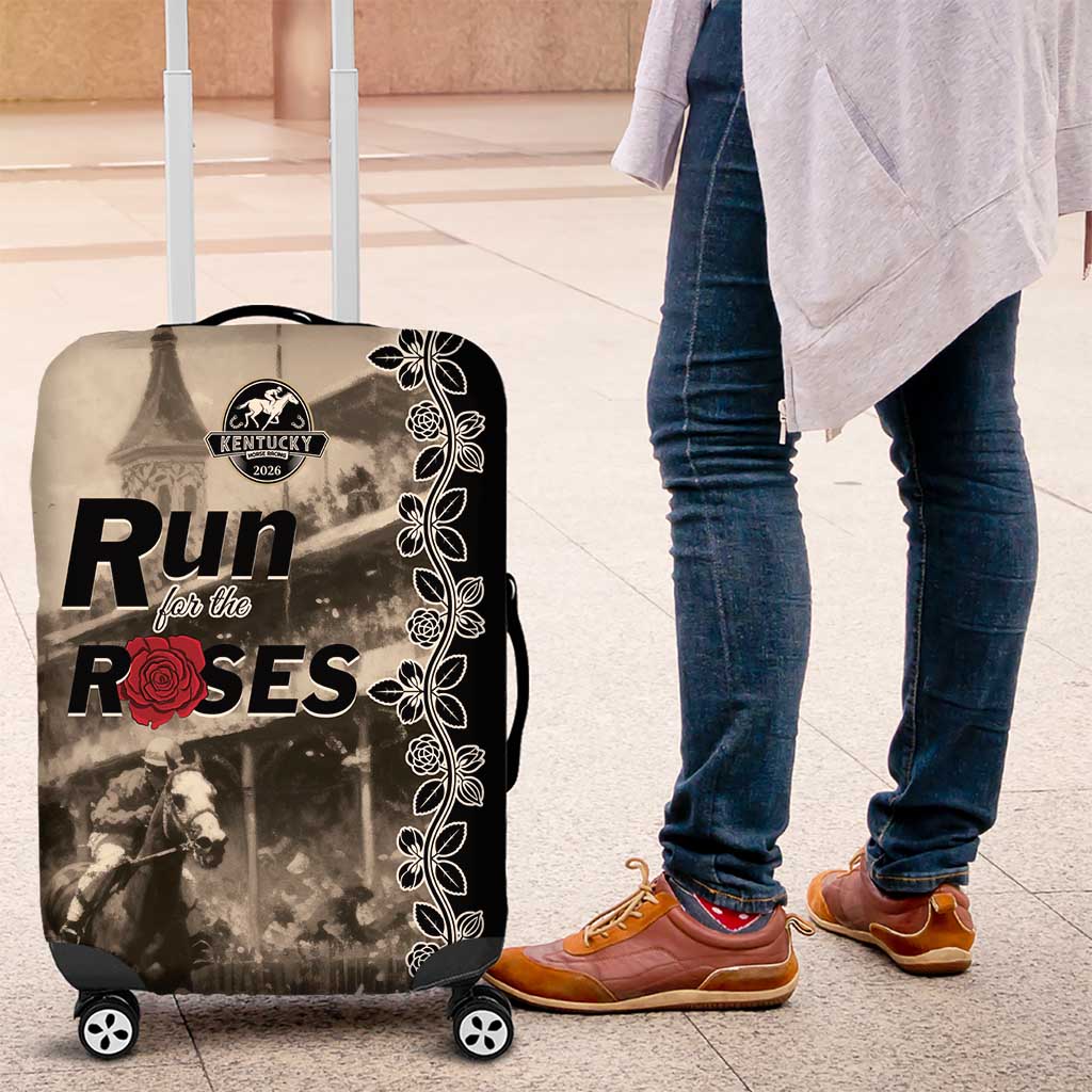Kentucky Run For The Rose Luggage Cover Beige Rose Floral