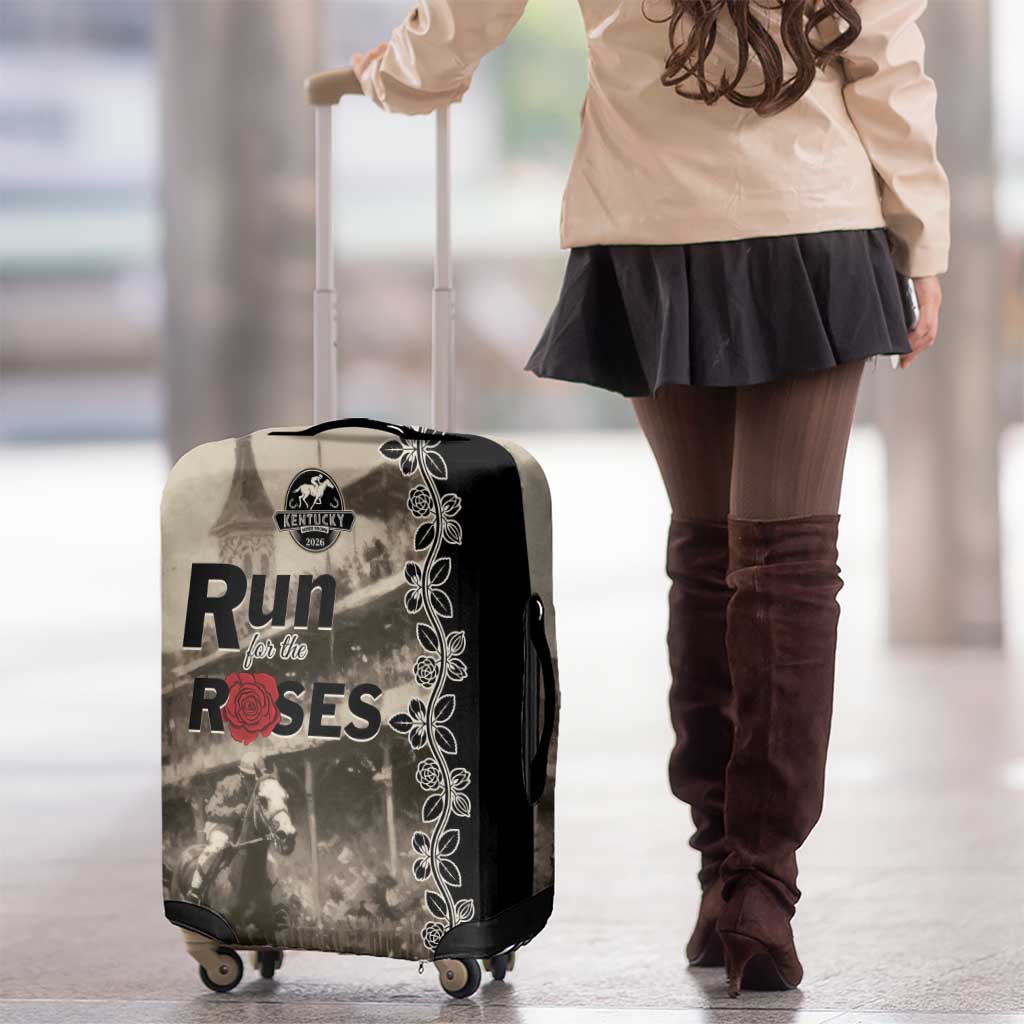 Kentucky Run For The Rose Luggage Cover Beige Rose Floral