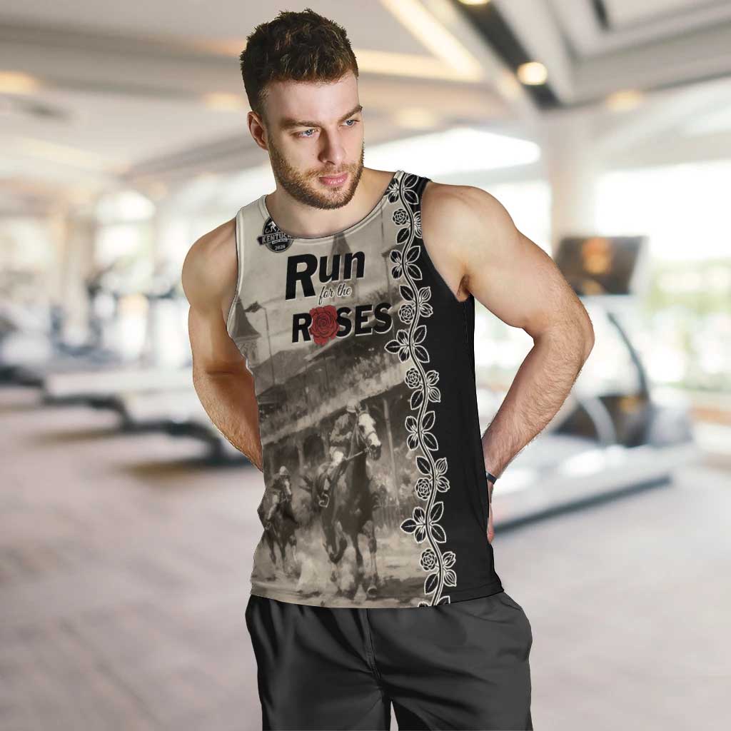 Personalized Kentucky Run For The Rose Men Tank Top Beige Rose Floral