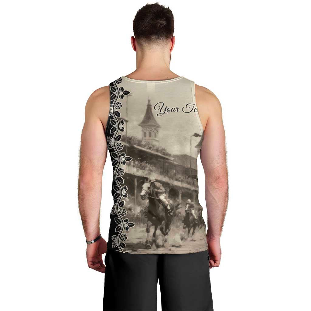 Personalized Kentucky Run For The Rose Men Tank Top Beige Rose Floral