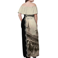Personalized Kentucky Run For The Rose Off Shoulder Maxi Dress Beige Rose Floral