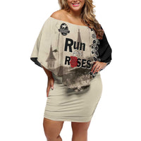 Personalized Kentucky Run For The Rose Off Shoulder Short Dress Beige Rose Floral