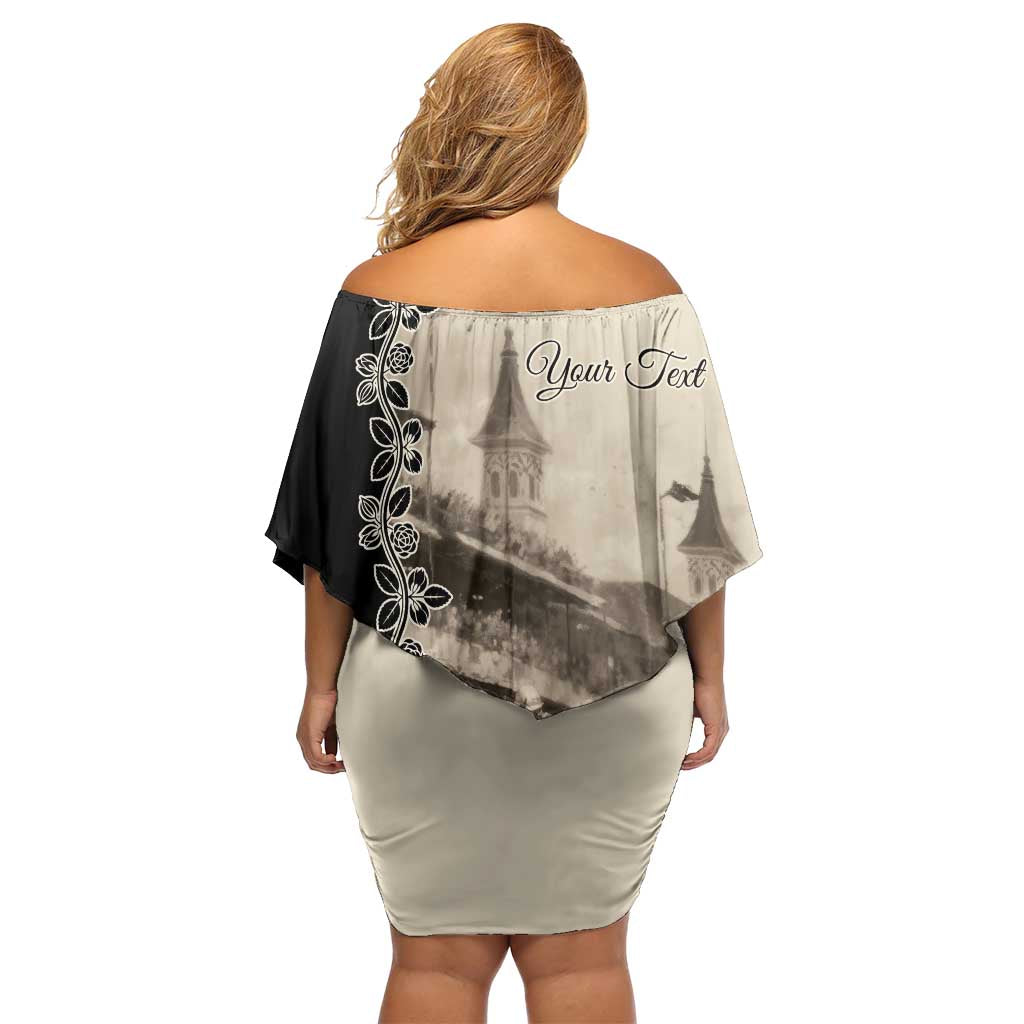 Personalized Kentucky Run For The Rose Off Shoulder Short Dress Beige Rose Floral