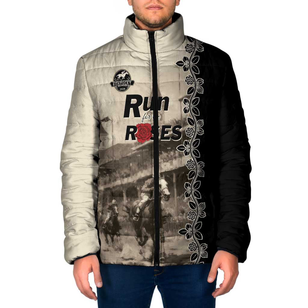 Personalized Kentucky Run For The Rose Padded Jacket Beige Rose Floral