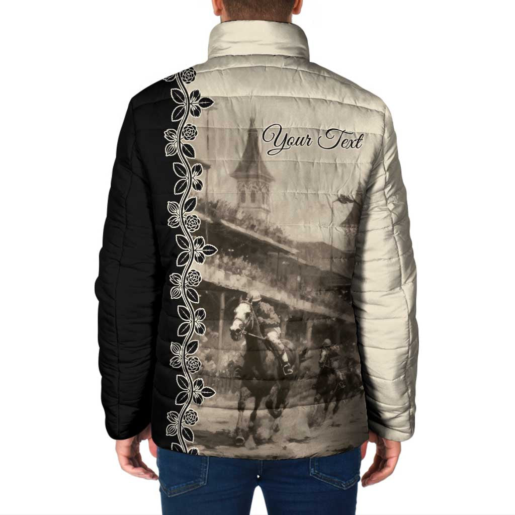 Personalized Kentucky Run For The Rose Padded Jacket Beige Rose Floral