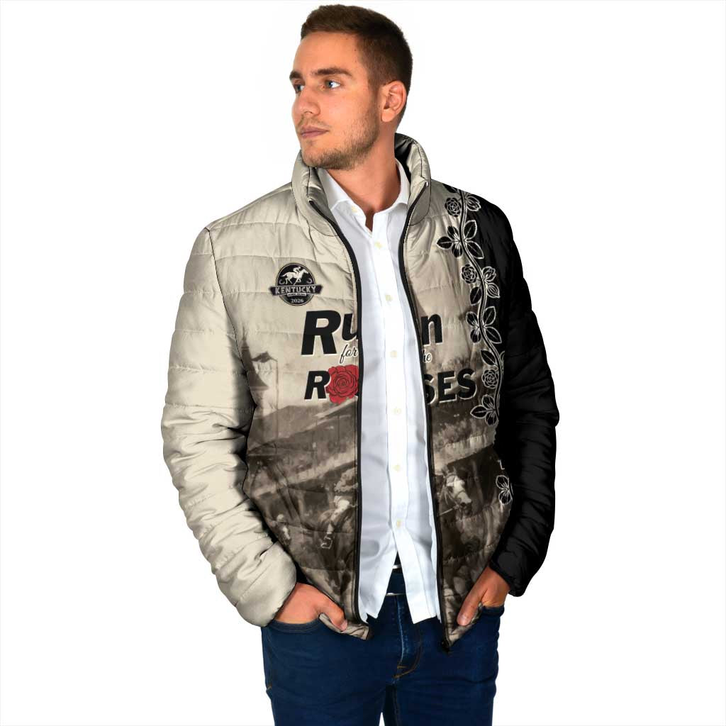 Personalized Kentucky Run For The Rose Padded Jacket Beige Rose Floral