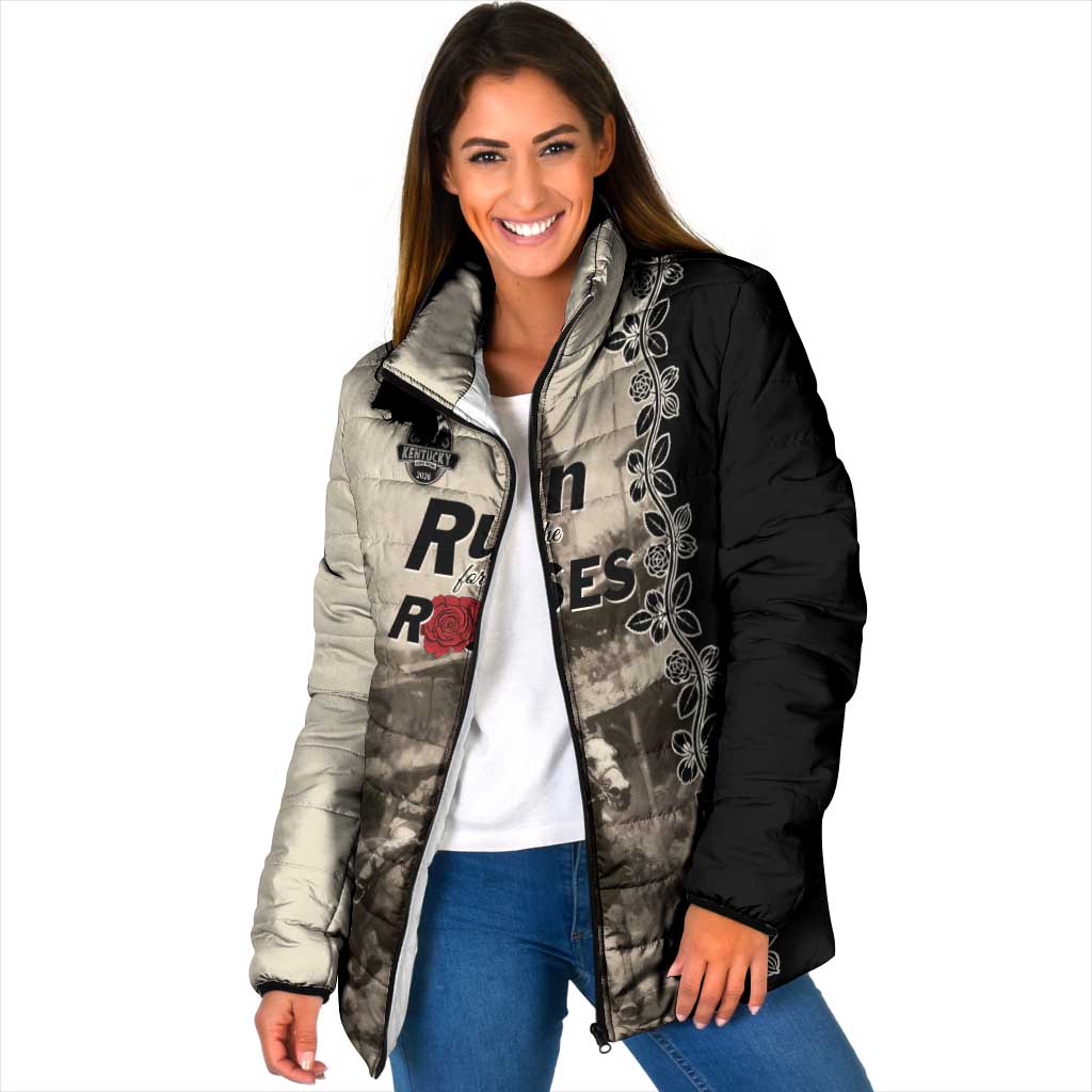 Personalized Kentucky Run For The Rose Padded Jacket Beige Rose Floral
