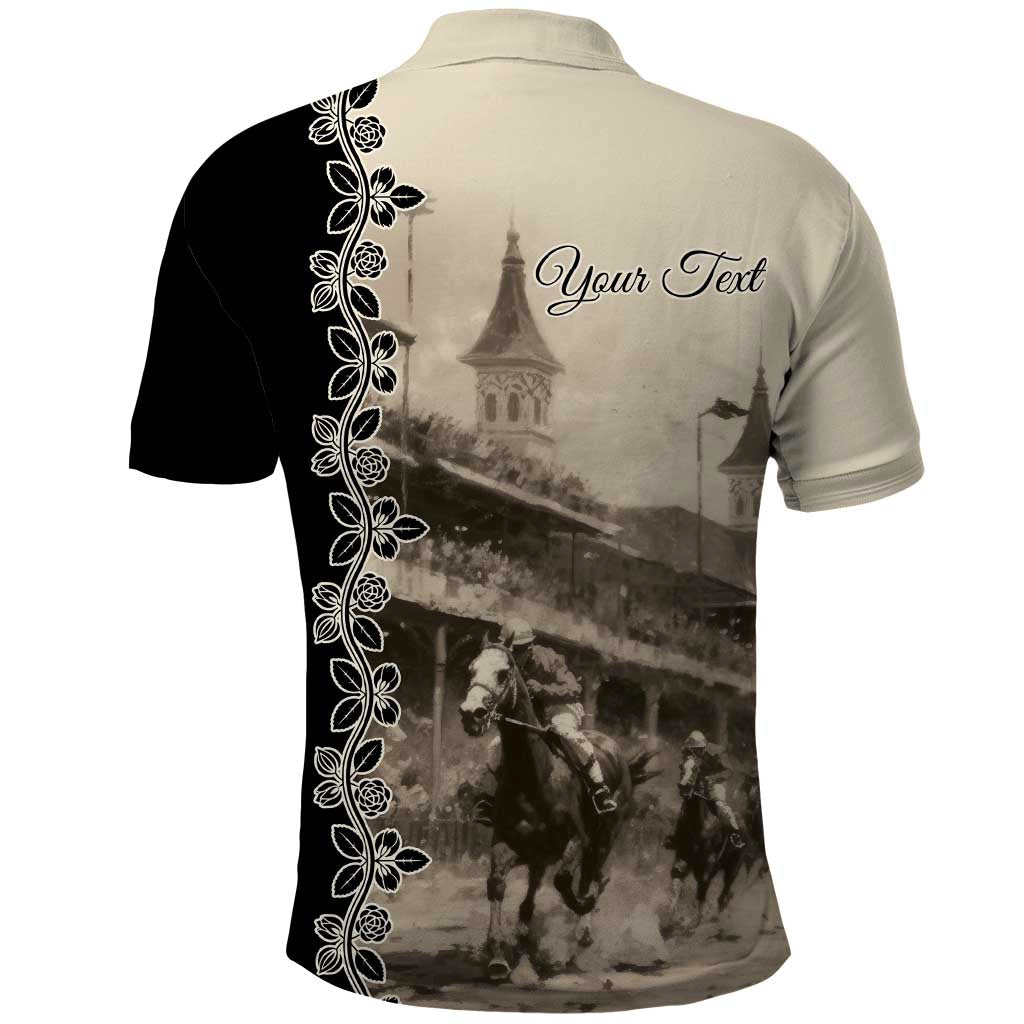 Personalized Kentucky Run For The Rose Polo Shirt Beige Rose Floral