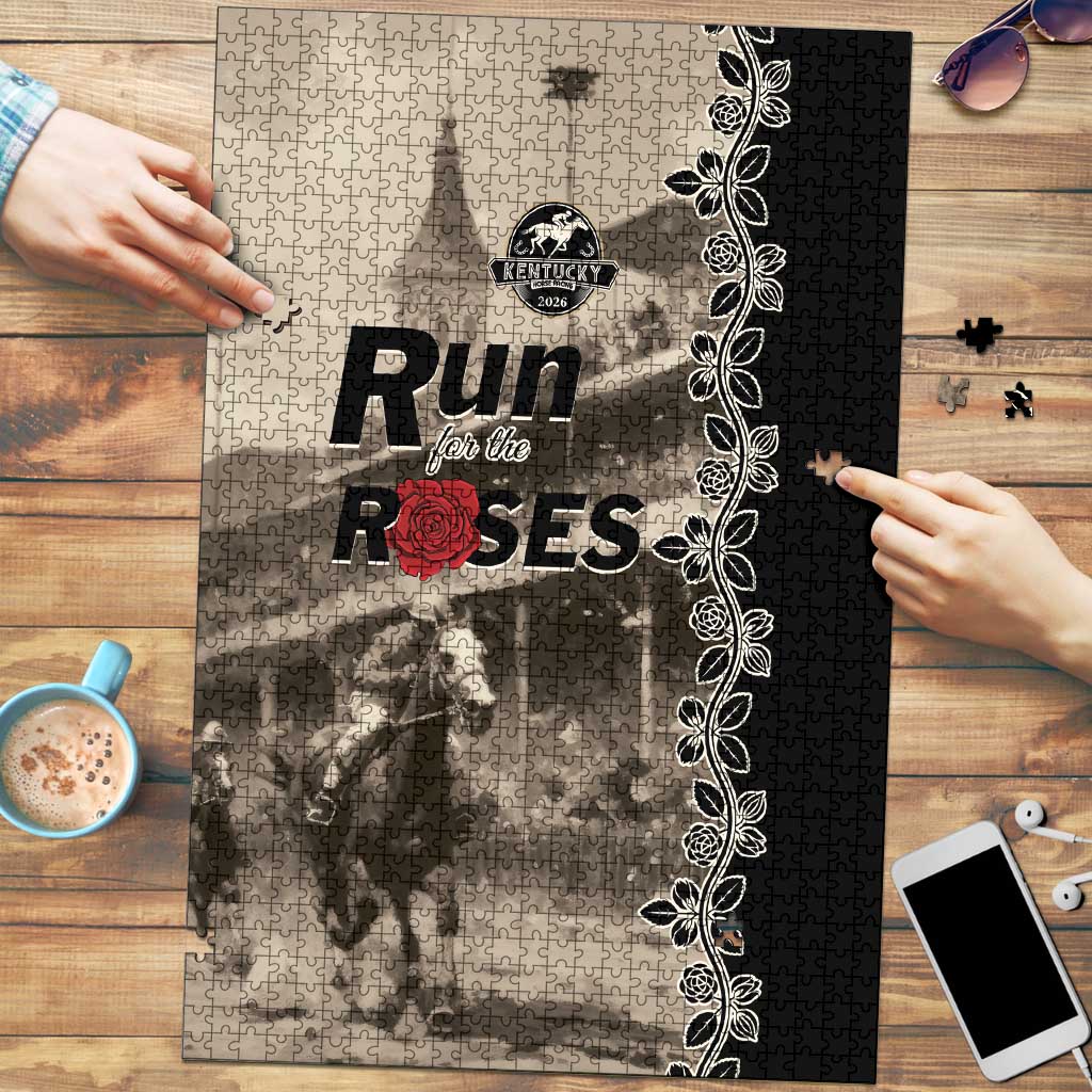 Kentucky Run For The Rose Puzzle Beige Rose Floral