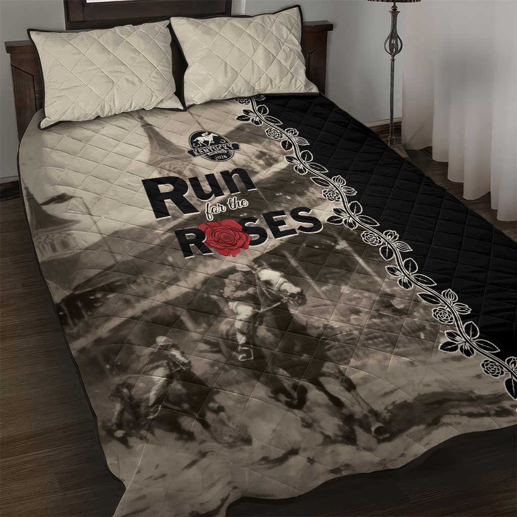 Kentucky Run For The Rose Quilt Bed Set Beige Rose Floral