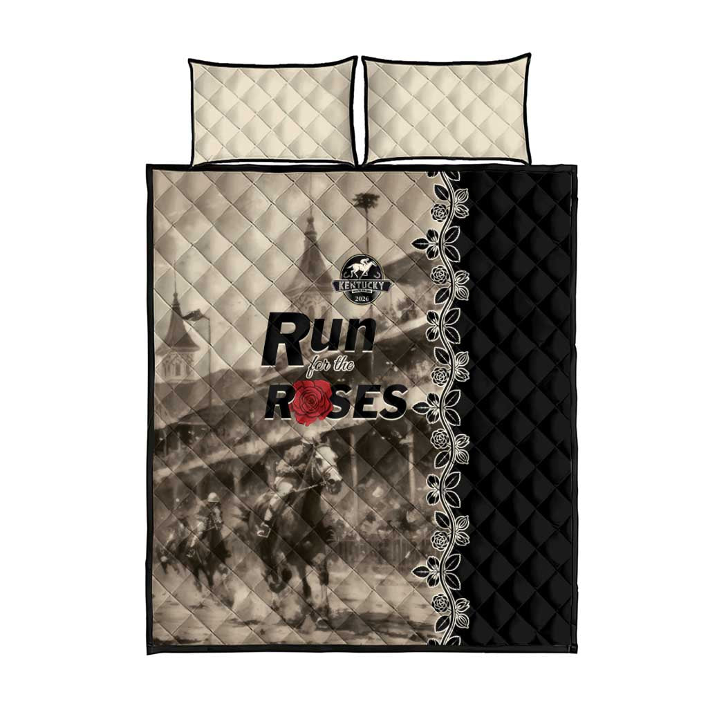 Kentucky Run For The Rose Quilt Bed Set Beige Rose Floral