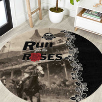 Kentucky Run For The Rose Round Carpet Beige Rose Floral