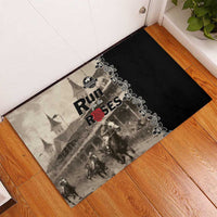 Kentucky Run For The Rose Rubber Doormat Beige Rose Floral