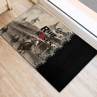 Kentucky Run For The Rose Rubber Doormat Beige Rose Floral