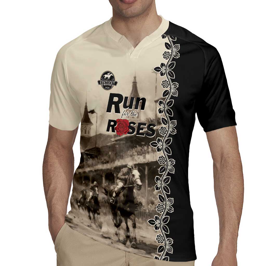 Personalized Kentucky Run For The Rose Rugby Jersey Beige Rose Floral