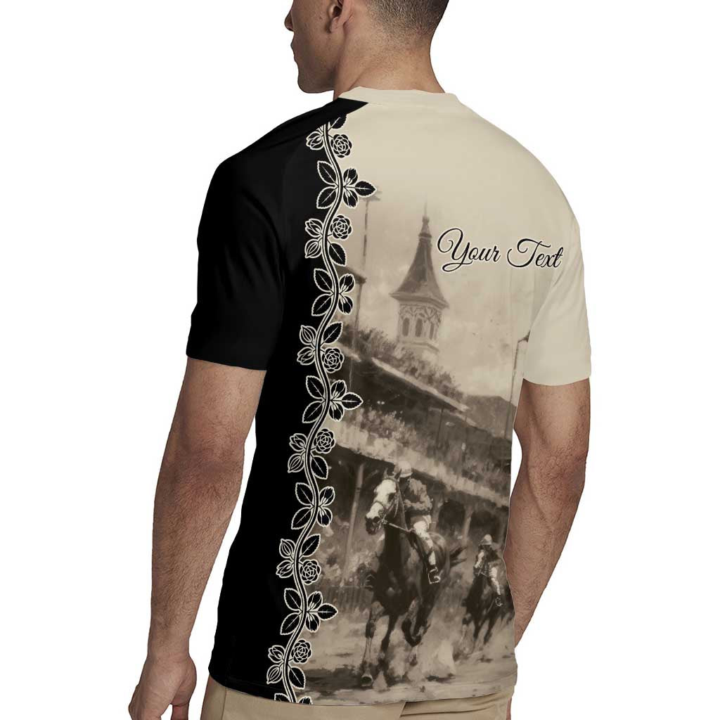 Personalized Kentucky Run For The Rose Rugby Jersey Beige Rose Floral