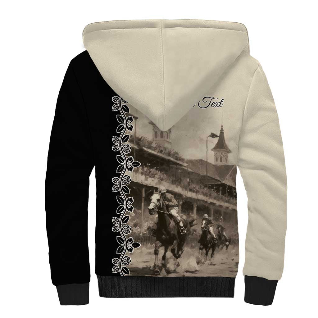Personalized Kentucky Run For The Rose Sherpa Hoodie Beige Rose Floral