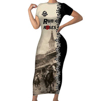 Personalized Kentucky Run For The Rose Short Sleeve Bodycon Dress Beige Rose Floral