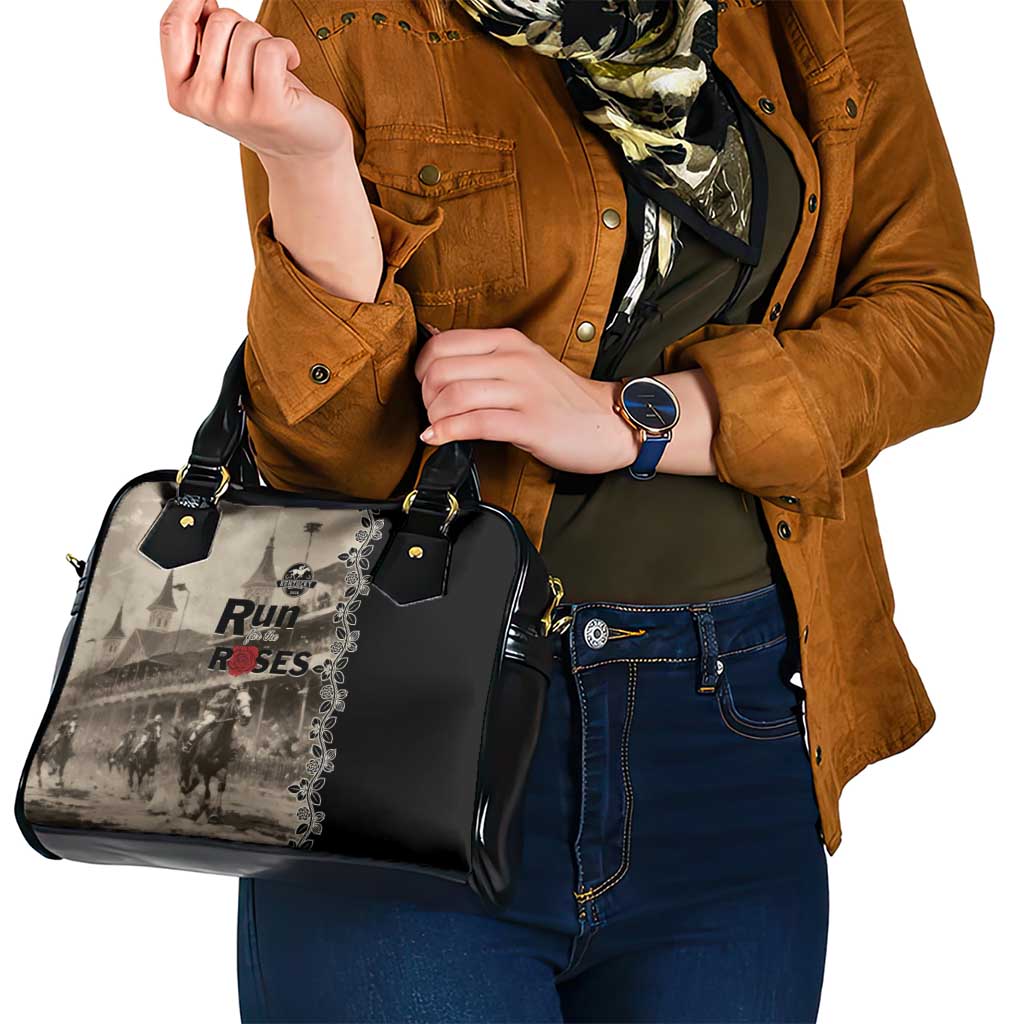 Kentucky Run For The Rose Shoulder Handbag Beige Rose Floral