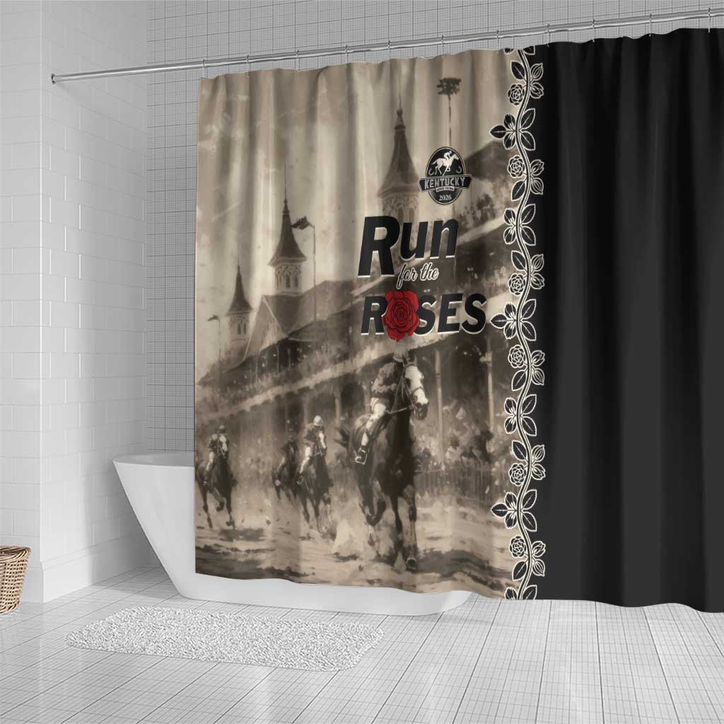 Kentucky Run For The Rose Shower Curtain Beige Rose Floral