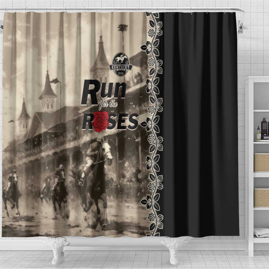 Kentucky Run For The Rose Shower Curtain Beige Rose Floral
