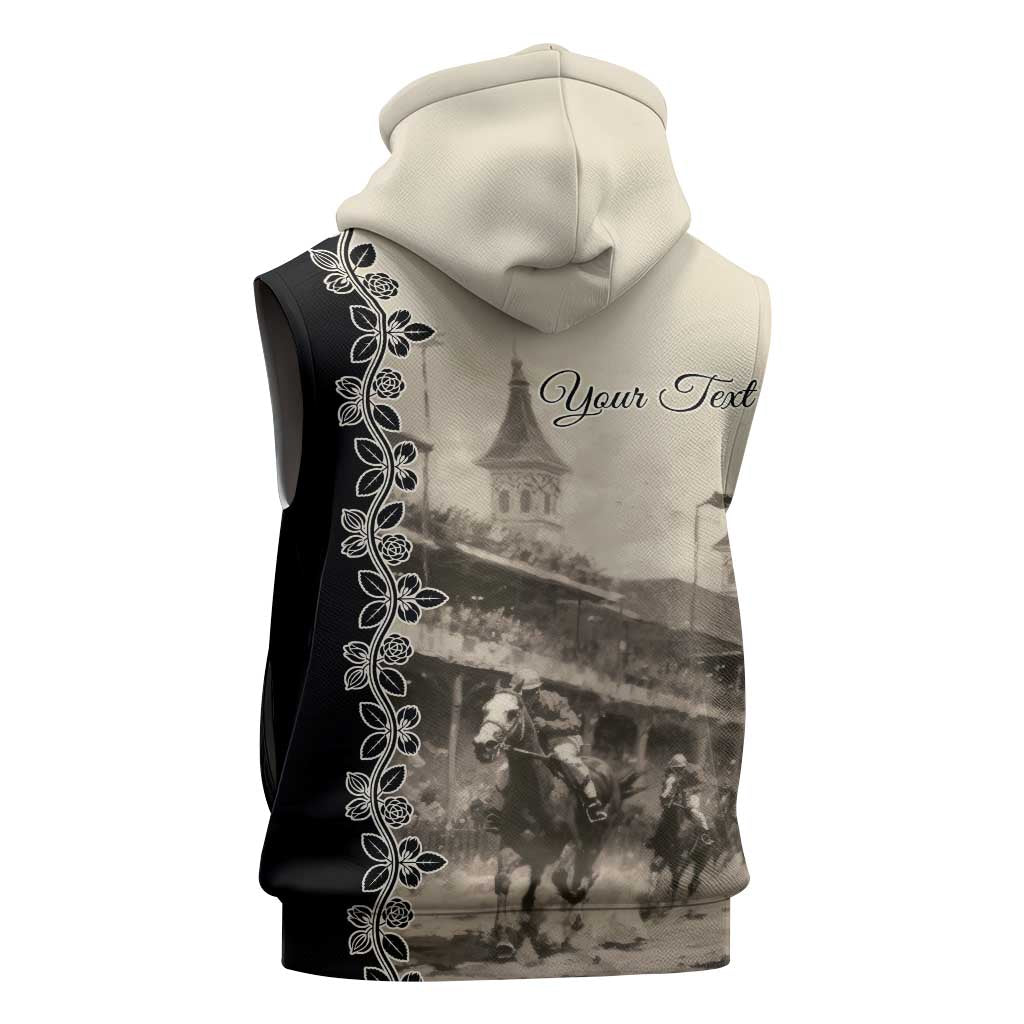 Personalized Kentucky Run For The Rose Sleeveless Hoodie Beige Rose Floral