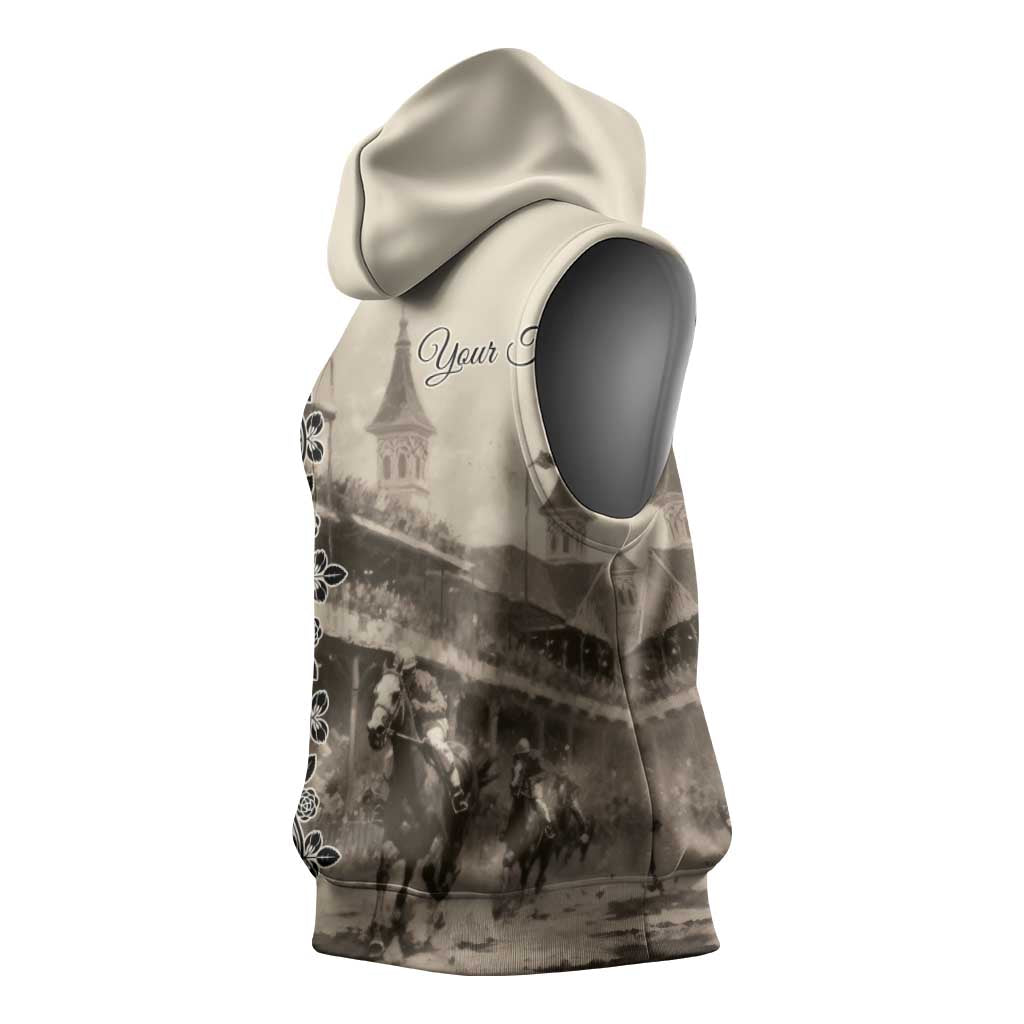 Personalized Kentucky Run For The Rose Sleeveless Hoodie Beige Rose Floral