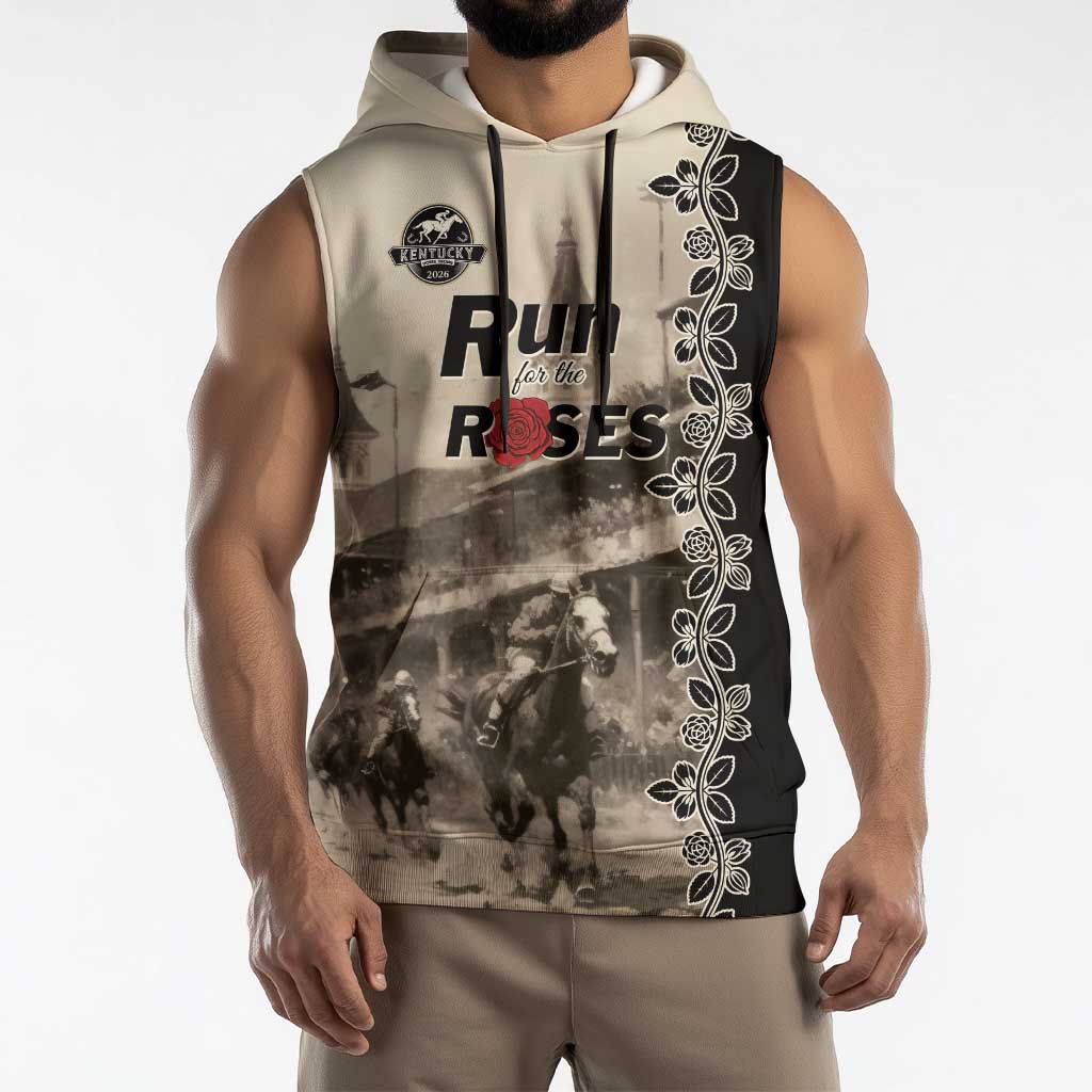 Personalized Kentucky Run For The Rose Sleeveless Hoodie Beige Rose Floral