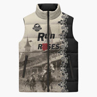 Personalized Kentucky Run For The Rose Sleeveless Puffer Jacket Beige Rose Floral