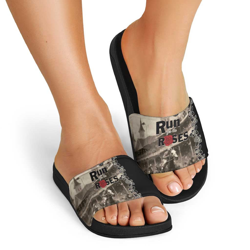Kentucky Run For The Rose Slide Sandals Beige Rose Floral