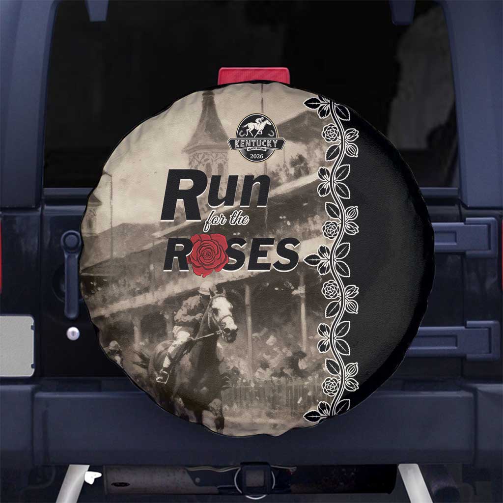 Kentucky Run For The Rose Spare Tire Cover Beige Rose Floral